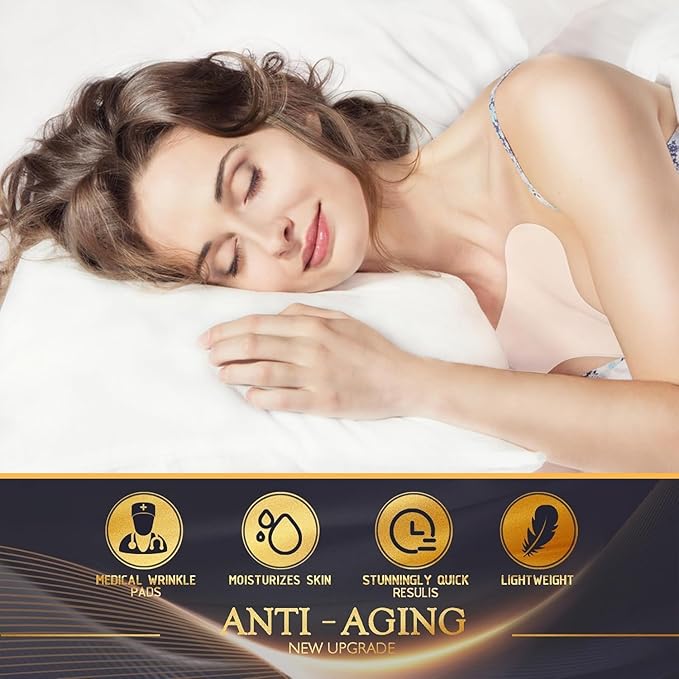 Chest Wrinkle Pads-4 pads Silicone Patches for Wrinkles, Anti Wrinkle Patches for Decollete & Cleavage, Anti Aging Wrinkle Remover, Reusable Overnight Wrinkles Treatment While Sleeping