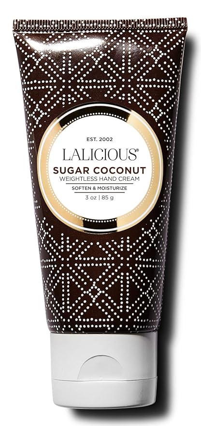 LaLicious Sugar Coconut Weightless Hand Cream - Natural Hand & Cuticle Lotion with Mango Butter & Milk Thistle - Cruelty-Free Skin & Body Moisturizing Cream (3oz)