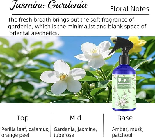 Natural Bedroom Linen Spray | Gardenia & Jasmine Scented Room Mist with Plant Extracts for Sheets, Pillows & Curtains – 9oz