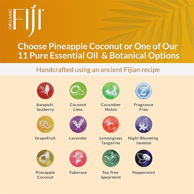 "Coco Fiji Soap Bar for Face and Body Infused With Organic Coconut Oil, Pineapple Coconut Essential Oil, Natural Soap for Moisturizing & Pore Purifying Skin, 7 oz, Pack Of 2 "