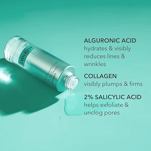 Algenist GENIUS Liquid Skin Resurfacing 2% BHA Toner - Facial Exfoliator for Fine Lines and Wrinkles - Collagen for Skin & Pore Refining Toner (100ml)