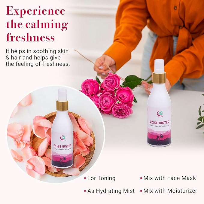 100% Pure Rose Water 6.5 fl oz | for Face & Hair | Alcohol Free & Artificial Coloring Free | by Yogi's Giftยฎ