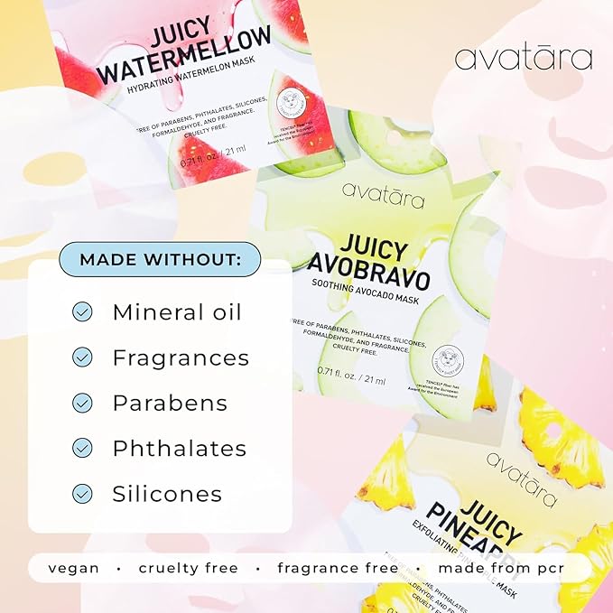 Avatara All-Stars 8-Pack Sheet Mask Set, Beauty and Skincare Face Masks Collection | Natural Extracts | Hydrating Skin Care Set, All Skin Types | Packaging May Vary
