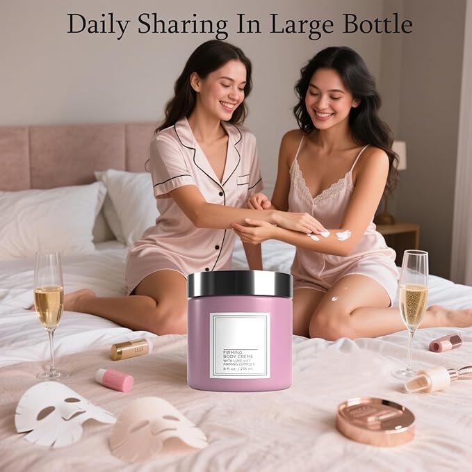 Champagne Lift Hydrating Firming Body Cream,Age-Defying Champagne Body Cream for Crepey,Dry & Sagging Skin, Rejuvenating Champagne Body Firming Cream with Pink Pepperslim & Luxe-Lift Complex, 8 oz