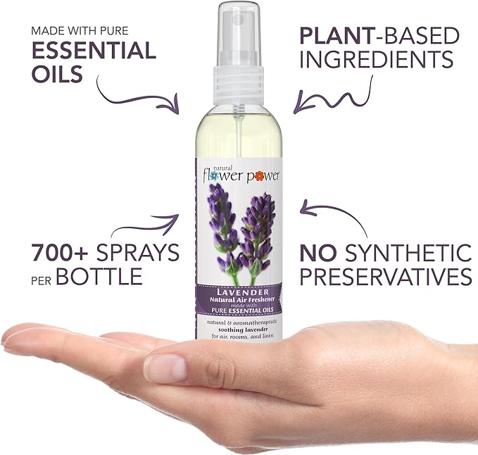 Air Freshener Spray - Odor Eliminator w/Essential Oils - Home, Car & Fabric - Cruelty Free & Vegan - Variety Pack - Lavender + Lemongrass + Peppermint & Lemon - 3 x 4 fl oz