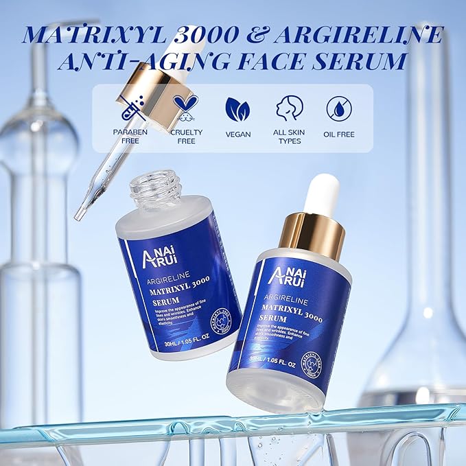 ANAI RUI Matrixyl 3000 + Argireline Serum with Hyaluronic Acid - Reduce Fine Line - Facial Skin Serum,Peptide Complex Serum1.05 Fl.oz