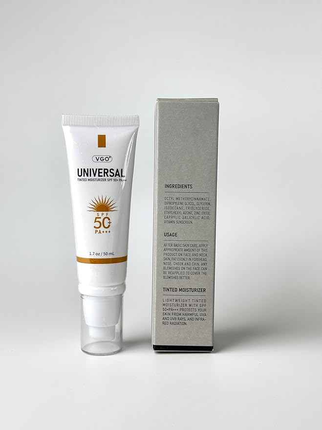 VGO Tinted Sunscreen for Face SPF 50, Hydrating Sun Essence Face Leaves No Sticky Feeling Travel Size Sunscreen Against UVA and UVB Rays 50ml / 1.7oz - 2 Packs