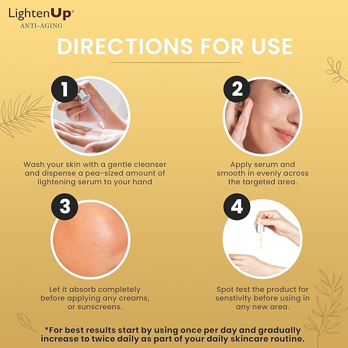 OMIC Lighten-Up Skin brightening Serum, 1 Fl oz / 30 ml, for Face, Armpits, Hands, Knees and Body, with Argan Oil and Shea Butter