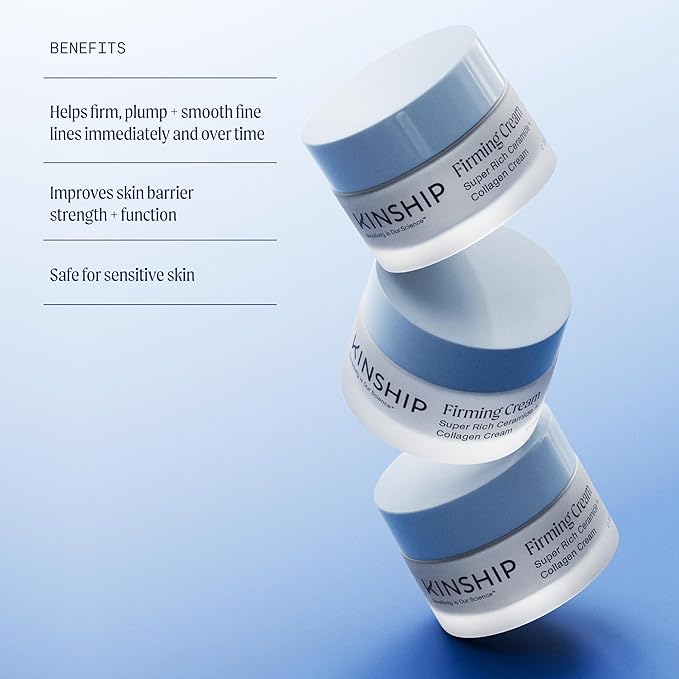 Kinship Super Rich Collagen + Ceramide Firming Cream | Anti Aging, Hydrating Face Moisturizer for Sensitive Skin | Wrinkle Cream - Smooth Fine Lines | Synthetic Fragrance-Free | Derm Approved, (1.7oz)