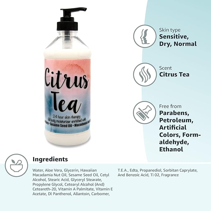 The Lotion Company 24 Hour Skin Therapy Lotion, Citrus Tea, 16 Fluid Ounce