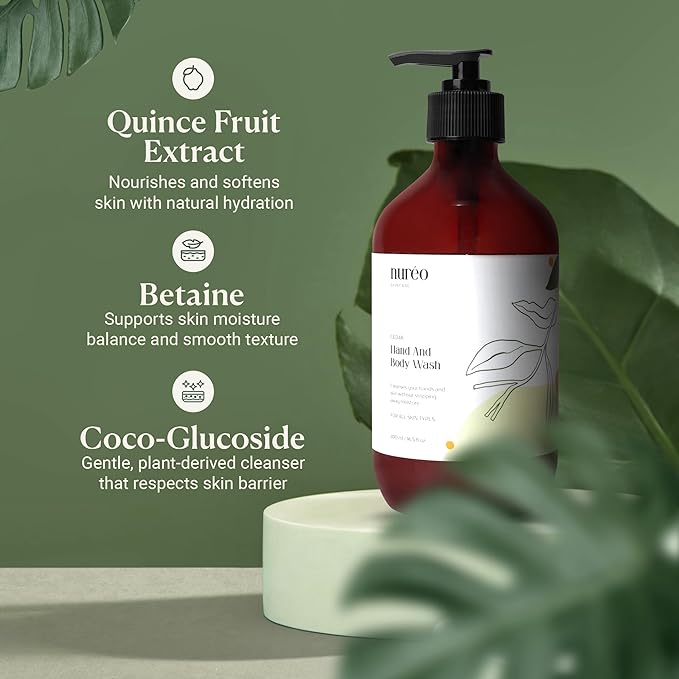 Peppermint & Cedarwood Body Wash โ Natural Moisturizing Hand & Body Wash with Betaine & Fruit Extract, Vegan & COSMOS Certified, Hydrating Shower Gel for Men & Women (490ml)