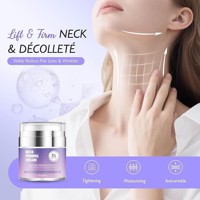BLAUSE Neck Firming Cream, Retinol Cream for Face with Collagen and Hyaluronic Acid, Neck Creams for Tightening and Firming for Man & Women, 1.7 Fl oz Crepey Skin Creams for Face and Neck (2pcs)