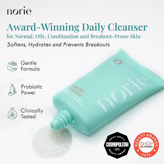 Norie Kimchii Face Wash - Gentle Facial Cleanser for Dry, Oily & Sensitive Skin | Fragrance Free Gel for Clearer Skin 2% Salicylic Acid, Vegan, Unscented 1.7oz