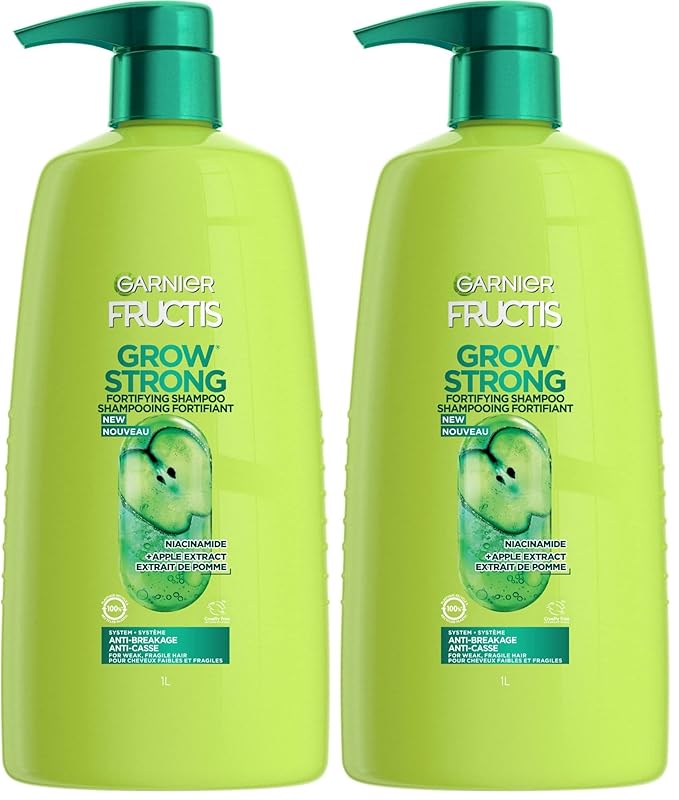 Garnier Fructis Grow Strong Shampoo, 33.8 Fl Oz, 1 Count (Packaging May Vary) (Pack of 2)