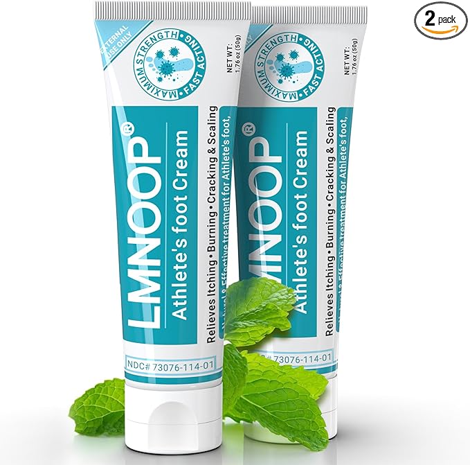 Athletes Foot Treatment Cream, Maximum Strength for Athlete's Foot (Tinea Pedis), Itching, Blister, Burning, Cracking, Scaling, Beriberi,Natural Herbs Antifungal Foot Cream (2-Pack)
