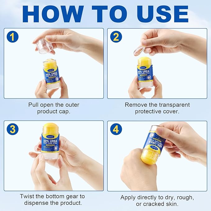 60% Urea Cream Stick plus 2% Salicylic Acid, Maximum Strength Urea Foot Cream Callus Remover for Dry Cracked Heels, Hands, Knees,Exfoliating Moisturizer, Dead Skin Remover Foot Balm 1.4oz (2pcs)