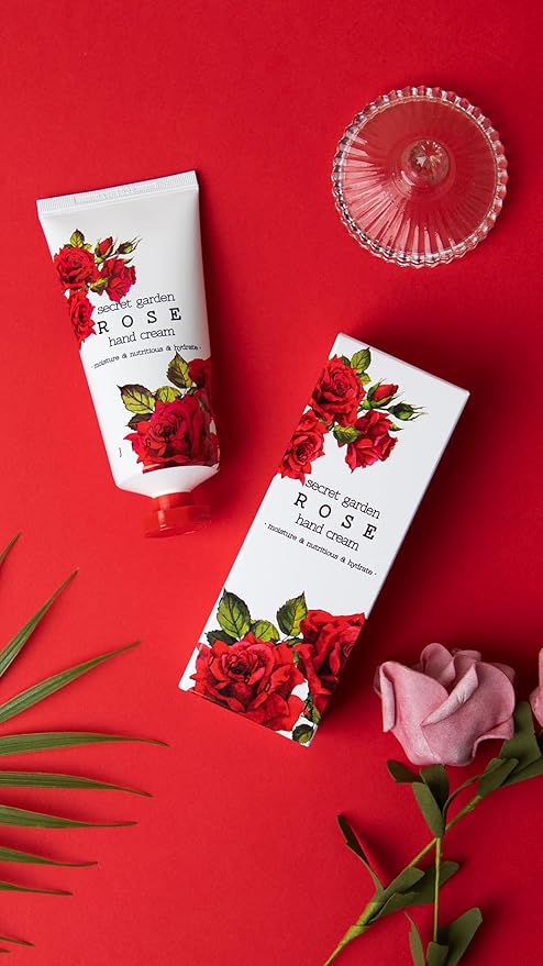 Secret Garden Rose Hand Cream - Korean Moisturizing Hand Lotion For Dry Hands Travel Size (Rose Scent, 3.38 Fl Oz)