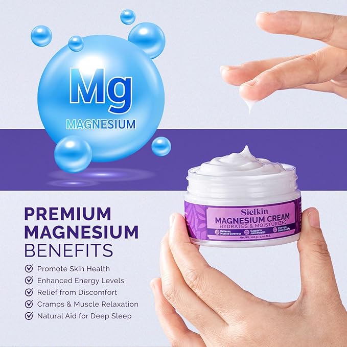 Topical Magnesium Lotion Leg Cream: Organic Magnesium Body Butter for Sweet Sleep/Leg Cramps/Feet/Arms/Chest Muscle Pain Relaxtion- Calm Moisturizing Cream - Day and Night Fast Absorption 4 oz