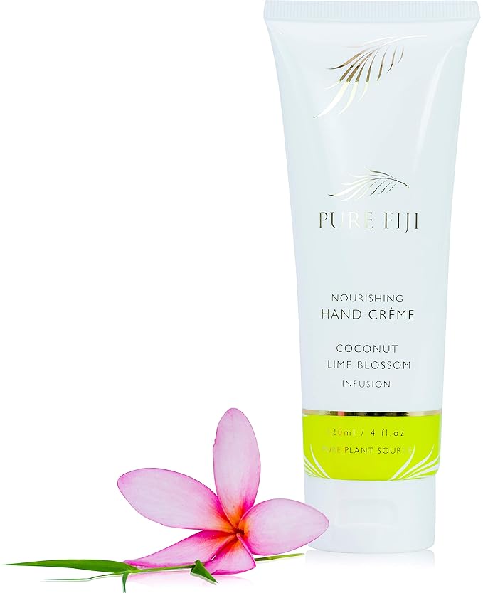 PURE FIJI Nourishing Hand Cream - Deep Moisturizing Hand Cream for Women and Man, Hand Lotion For Dry Hands - 24 Hour Moisture, Organic Ingredients, Coconut Lime Blossom, 4 oz