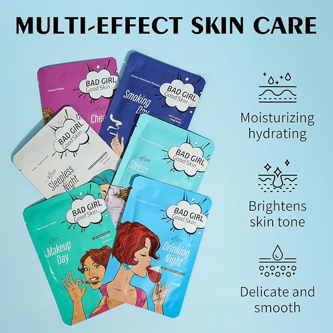 Face Masks Skincare Set for Girl,Moisturizing Collagen Facial Masks for Women Home Spa,Hyaluronic Acid Face Mask for All Skin Types,Day Night Facial Mask Hydrating,Deep Cleaning,Oil Contral(6Pack)