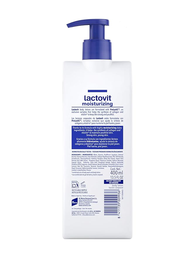 Lactovit | Moisturizing Body Lotion | Nourishing Care for Normal & Dry Skin | With ProLactiC10, Collagen & Elastin Booster | Smooth & Youthful Skin | Dermatologist Recommended | 3 x 400 ml