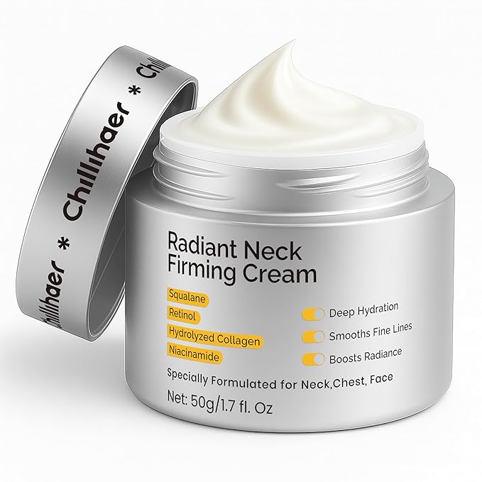 8-in-1 Radiant Neck Firming Cream, Tighten and Lift Neck Wrinkle Cream, Collagen Retinol Face and Chest Firming Tightening for Women and Men with Sagging Crepey Skin Over 50 & 60