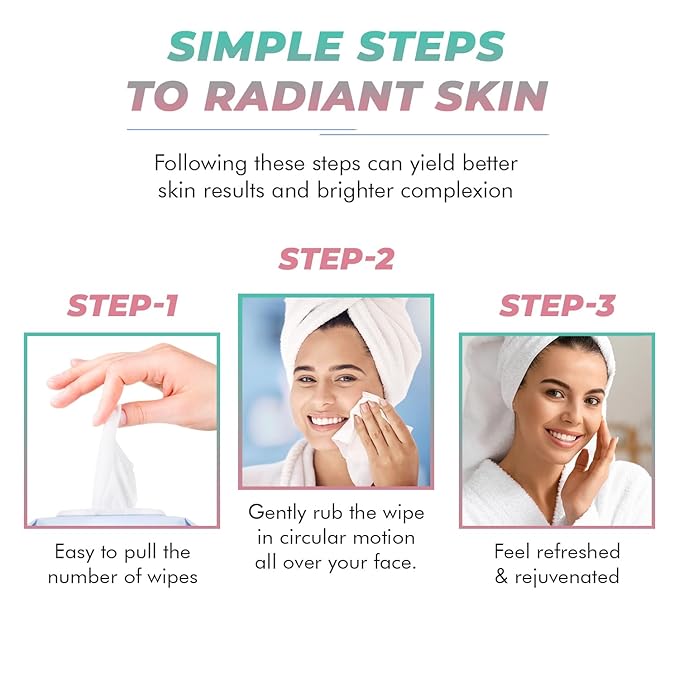 Vitamin C, Collagen, Peptides & Hyaluronic Acid Facial Wipes - Dermatologist Tested, Anti-Aging, Korean Skin Care, Brightening & Hydrating - Gentle, Vegan, 95% Natural- 4 Pack