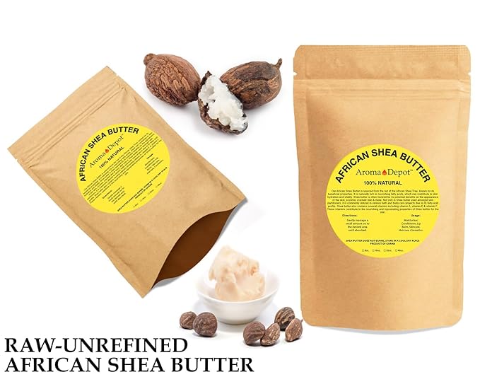 Raw African Black Soap & Shea Butter Ivory / White2 lbs / 32 oz COMBO PACK Cleanser and Moisturizer Set 100% Raw-Pure Unrefined I For all skin types I Can be used for Hair, Body and Face I
