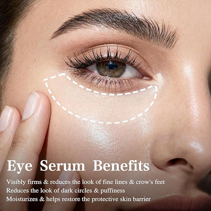 COSMOO Eye Serum,360°Rolling Massage Ball Under Eye Cream with 5% Caffeine,8% Retinol,Hyaluronic Acid for Dark Circles,Puffiness,Wrinkles Fine Lines,0.5 fl. oz