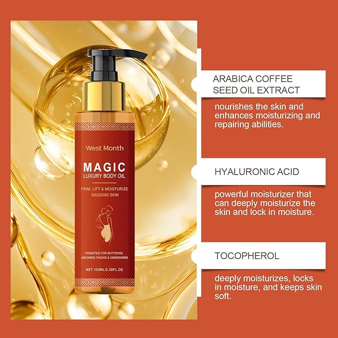 2 Pcs Magic Body Firming Oil, Hydrating and Firming Skin,Lightweight & Non-Greasy for Women Full Body Use.