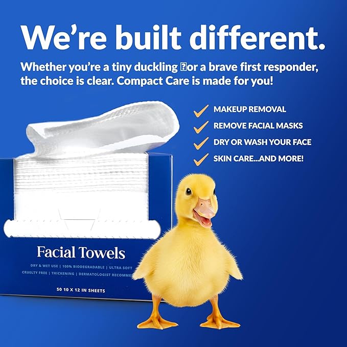 Disposable Facial Towels XL (50 Count) – Biodegradable, Ultra-Soft, Lint-Free Face Towels for Sensitive Skin, Makeup Removal & Skincare