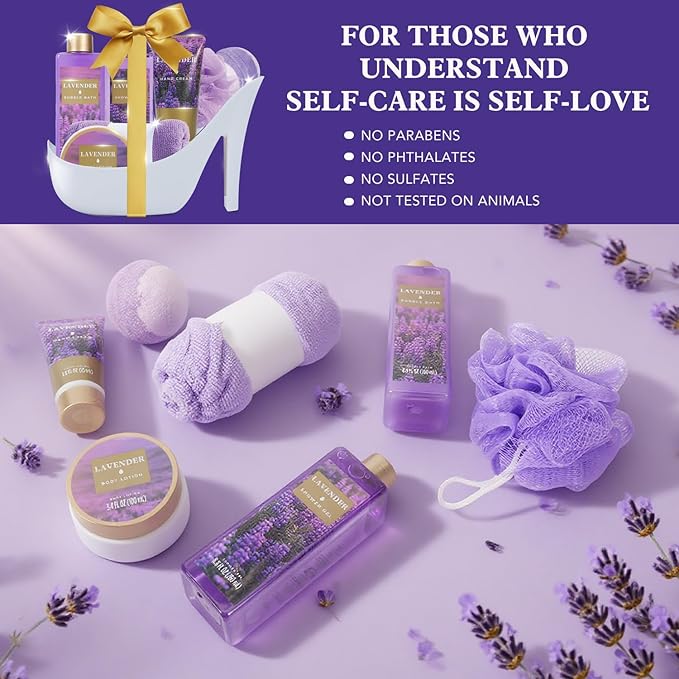 Gifts for Women Spa Gift Basket for Mom, Bath Gift Set for Bubble Bath, with Shower Gel, Shea Butter and Body Lotion, Anniversary Christmas Basket Gifts for Women, Mom, Wife