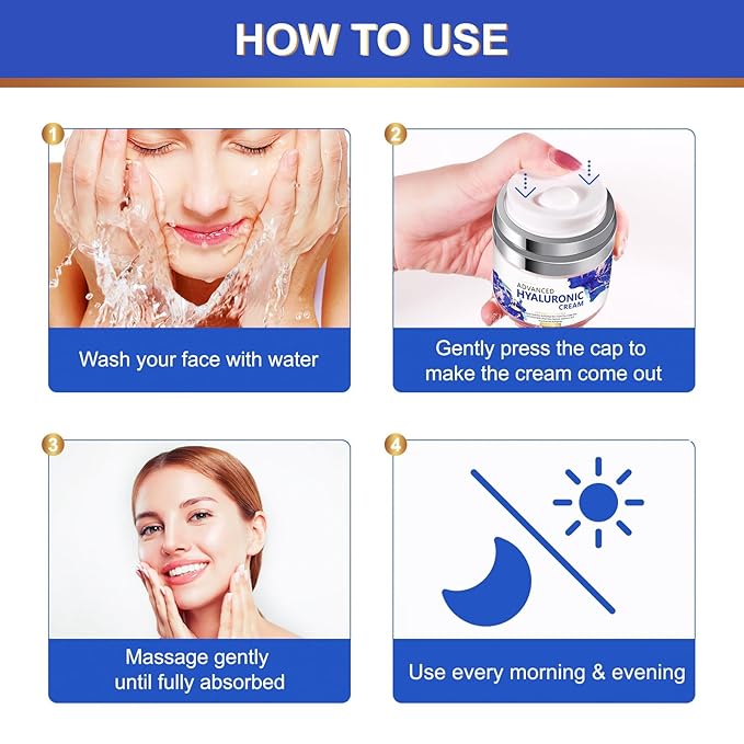 Hyaluronic Acid Moisturizer, Facial Moisturizer For Women Anti Aging, Dry Face Moisturizer Instant Hydration For Women, Hydrating Face Moisturizer Lotion For All Skin Types