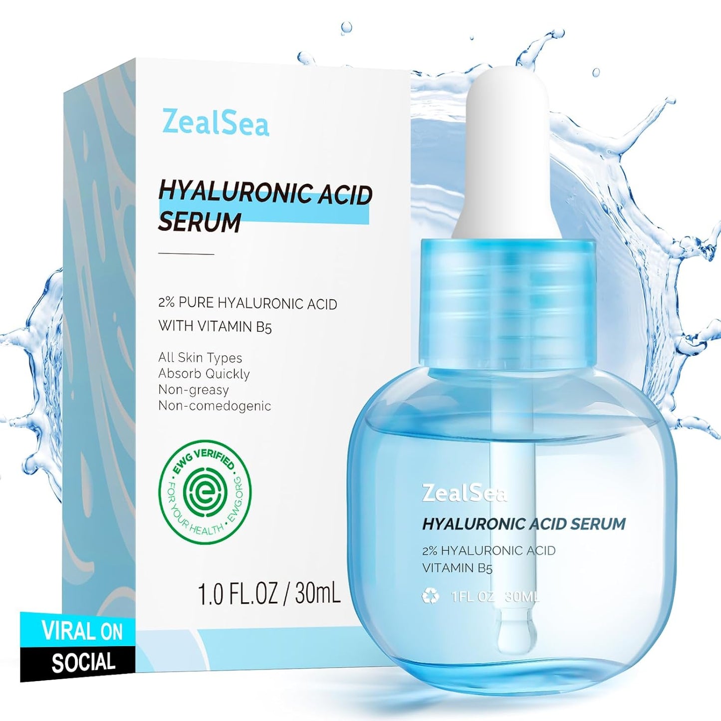 π Pure Hyaluronic Acid Serum β EWG Certified, Vegan, Fragrance-Free (1 oz)