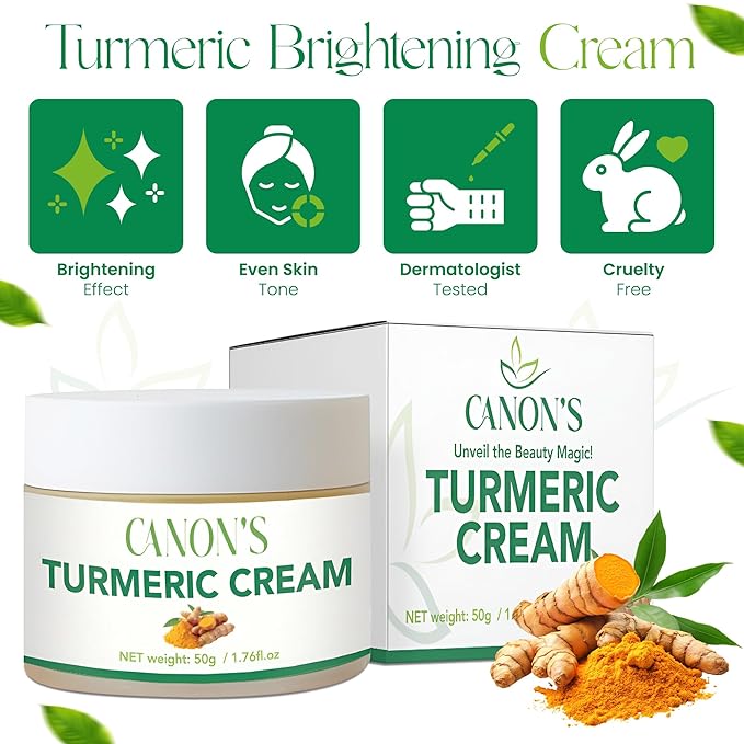 Turmeric Brightening Face Cream β Anti-Aging Facial Moisturizer with Vitamin E, Reduces Dark Spots, Wrinkles, and Improves Skin Tone β Skin Lightening Cream / 1.76fl oz