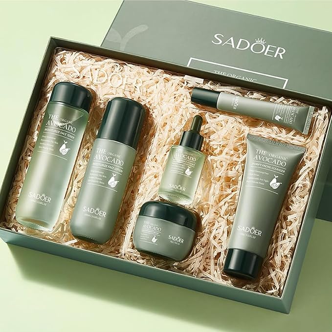 6pcs Avocado Skincare Set, Skin Care Gift Set with Facial Cleanser, Toner, Lotion, Face Serum, Face Cream, Eye Cream For Hydrating Skin Anti-Aging Skin For Women Men