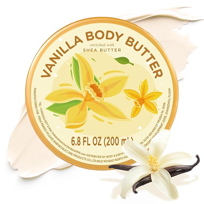 Vanilla Body Butter, Natural Body Care for Men Women Smell Good, Vanilla Scented Natural Body Butter, Body Moisturizer for Dry Skin 6.8 floz