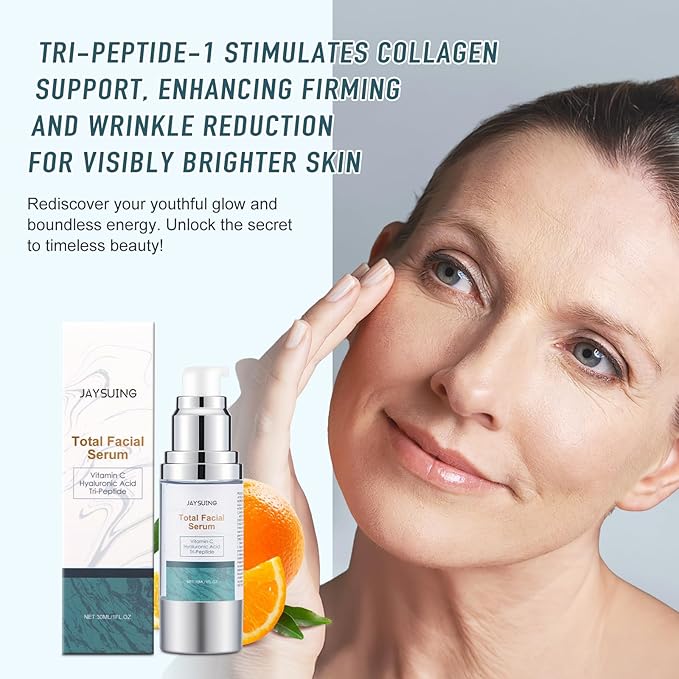 Vitamin C Serum with Hyaluronic Acid - Anti Aging Face Serum for Dark Spot Removal, Wrinkles Reduction, Deep Hydration - Non-Greasy Formula