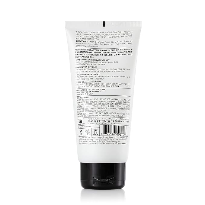 MARLOWE. No. 123 Facial Moisturizer 6 oz, Daily Face Lotion with Aloe Vera & Green Tea Extract, Hydrates, Nourishes, Restores & Soothes, Lightweight, Non-Greasy, Fresh Aloe Citron Scent