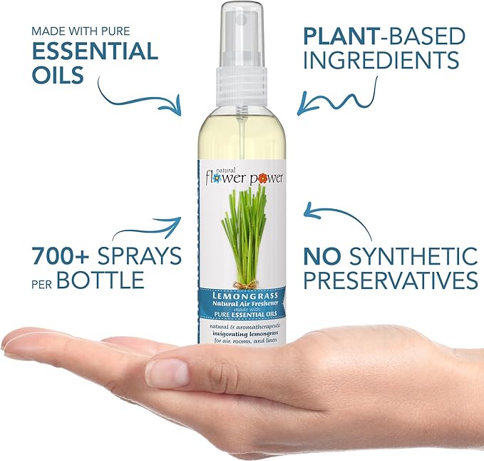 Air Freshener Spray - Odor Eliminator w/Essential Oils - Home, Car & Fabric - Cruelty Free & Vegan - Variety Pack - Lemongrass and Peppermint & Lemon - 2 x 4 fl oz