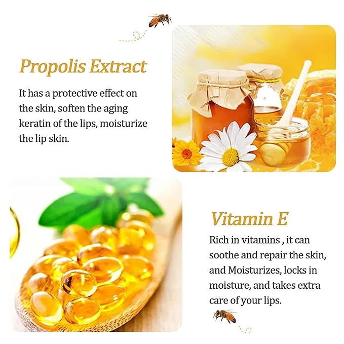Honey Lip Balm Pot - Moisturizing Lip Mask with Propolis - Prevents Dry, Cracked Lips - Exfoliator (1 Pack)