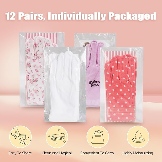 HandLove Premium 100% Cotton Gloves | Moisturizing Gloves for Dry Hands & Eczema | Overnight Sleeping Gloves, Eczema Gloves | Extended Wrist White Gloves with Pure White, 12 Pairs