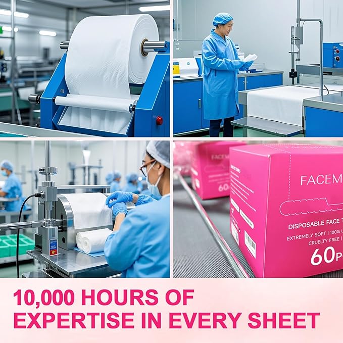 120 Count XXL Disposable Face Towels 12" × 12", 100% USDA Biobased Face Towelettes Disposable, Clean Facial Towels for Makeup and Clean Skin, Super Soft and Thick Dry Wipes Club