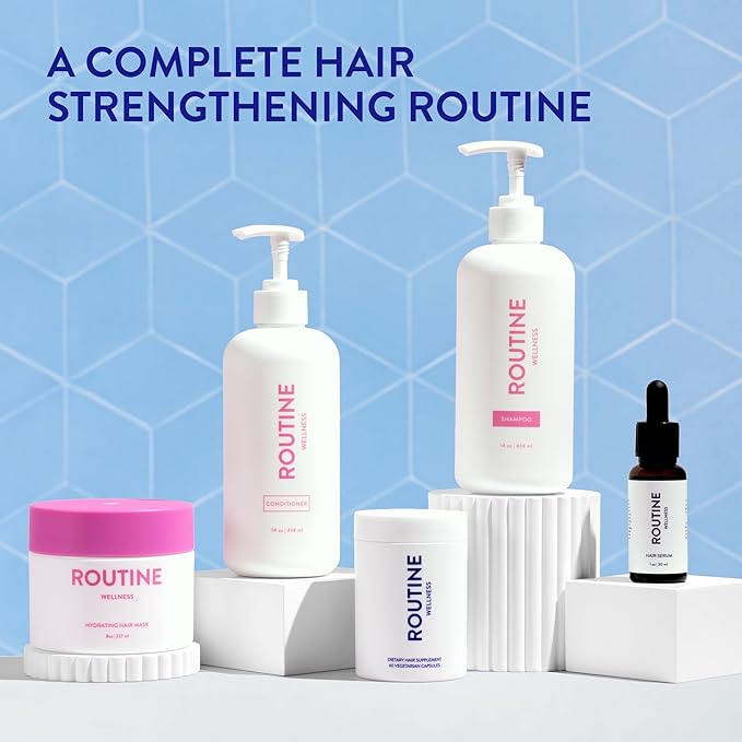 Routine Wellness Anti-Thinning Shampoo for Thinning Hair - Biotin DHT Blocker Women & Men - Color Safe Shampoo for Hair Loss & Healthy Hair - Coconut & Vanilla 14oz (Pack of 2)