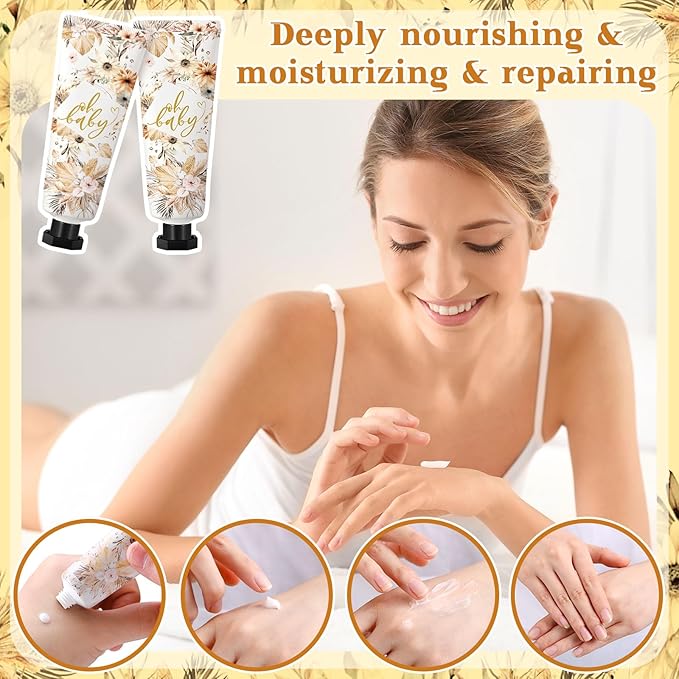 48 Sets Baby Shower Hand Cream Party Favors for Guests Gift Bulk Travel Size Hand Lotion Set for Baby Shower Wedding Christmas(Boho)