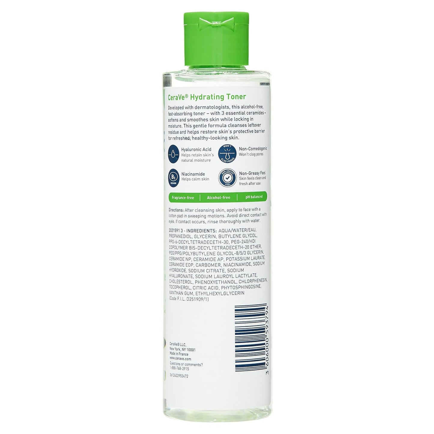 Hydrating Toner for Sensitive Dry Skin with Hyaluronic Acid, Niacinamide & Ceramides – Alcohol-Free, Fragrance-Free, Non-Comedogenic Korean Face Toner, 6.8 Fl Oz