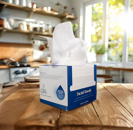 Disposable Facial Towels XL (50 Count) – Biodegradable, Ultra-Soft, Lint-Free Face Towels for Sensitive Skin, Makeup Removal & Skincare