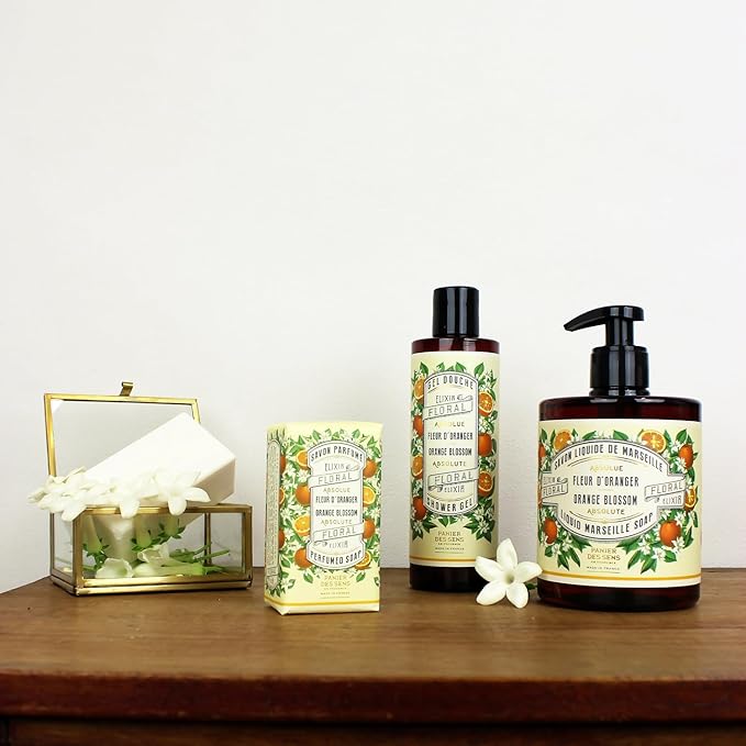 Panier des Sens - Orange Blossom Bar Soap - Moisturizing Scented Soap Bar - Natural Soap with Olive Oil - 97% Natural Ingredients Made in France - Vegan Friendly - Body & Hand Soap Bars 2x5.3 oz