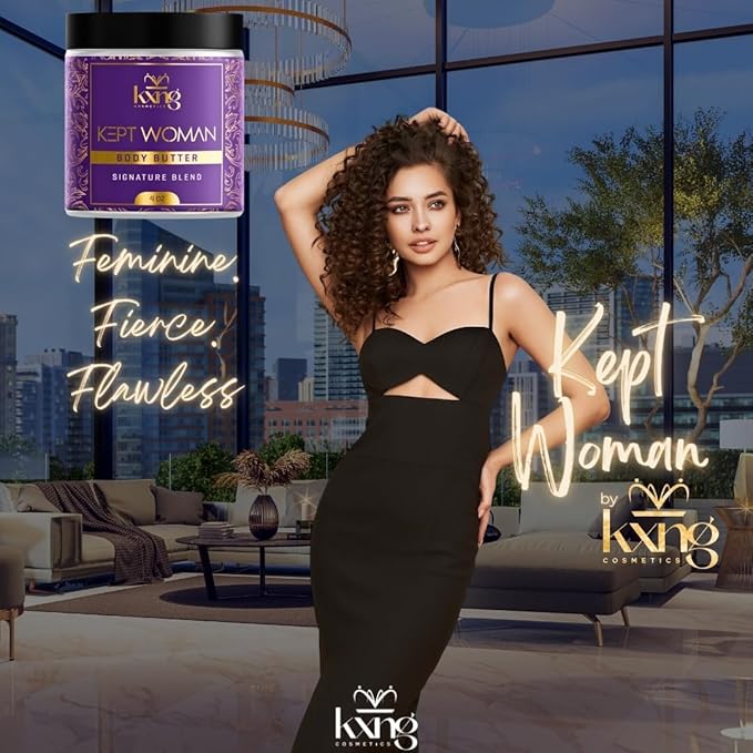 KXNG Cosmetics, Body Butter, Organic Skin Care for Men and Women, Body Moisturizer Lotions and Creams, Raw Shea Butter, Cocoa Butter, Mango, Coconut Oil, Hand, Foot, All Skin Types (Kept Woman)