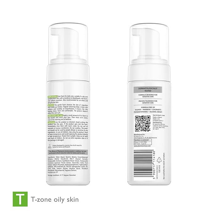 Sebum Cleansing Foam – Gentle Facial Cleanser Removes Excess Oil, Dirt & Makeup, Helps Unclog Pores, Shine Control Foaming Face Wash for Oily & Sensitive Skin, PURI-SEBOSTATIC, 5.07 fl oz